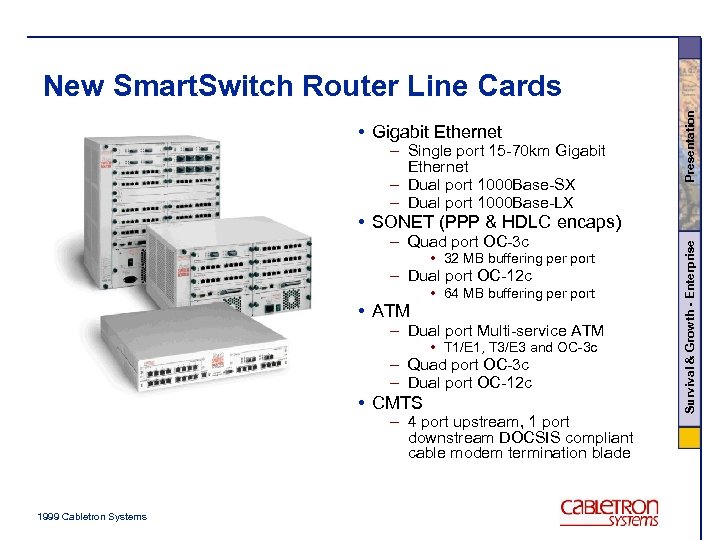  • Gigabit Ethernet – Single port 15 -70 km Gigabit Ethernet – Dual