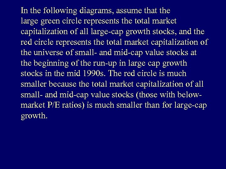 In the following diagrams, assume that the large green circle represents the total market