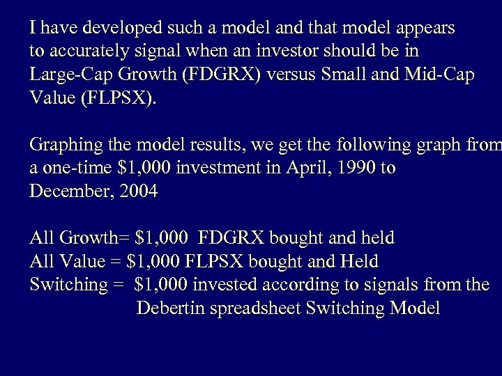 I have developed such a model and that model appears to accurately signal when