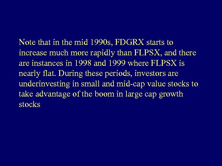 Note that in the mid 1990 s, FDGRX starts to increase much more rapidly