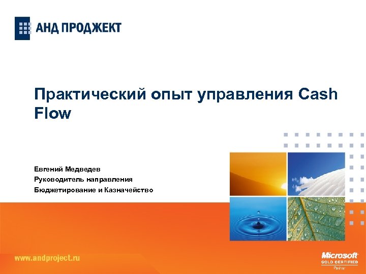 Практический опыт управления Cash Flow Евгений Медведев Руководитель направления Бюджетирование и Казначейство 