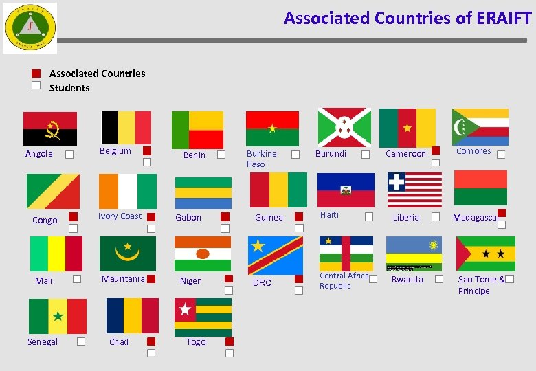 Associated Countries of ERAIFT Associated Countries Students Angola Congo Mali Senegal Belgium Benin Ivory