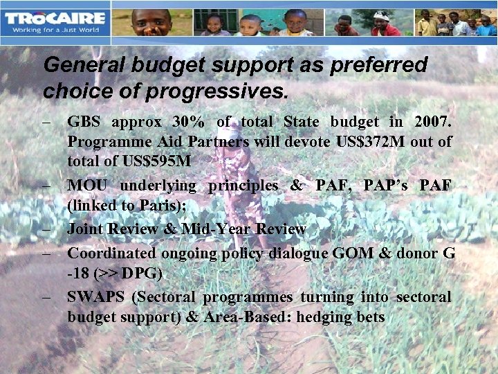 General budget support as preferred Click to edit Master title style choice of progressives.