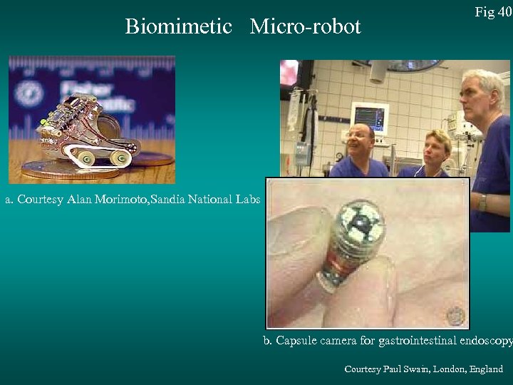Biomimetic Micro-robot Fig 40 a. Courtesy Alan Morimoto, Sandia National Labs b. Capsule camera