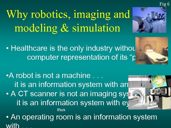 Fig 6 Why robotics, imaging and modeling & simulation • Healthcare is the only