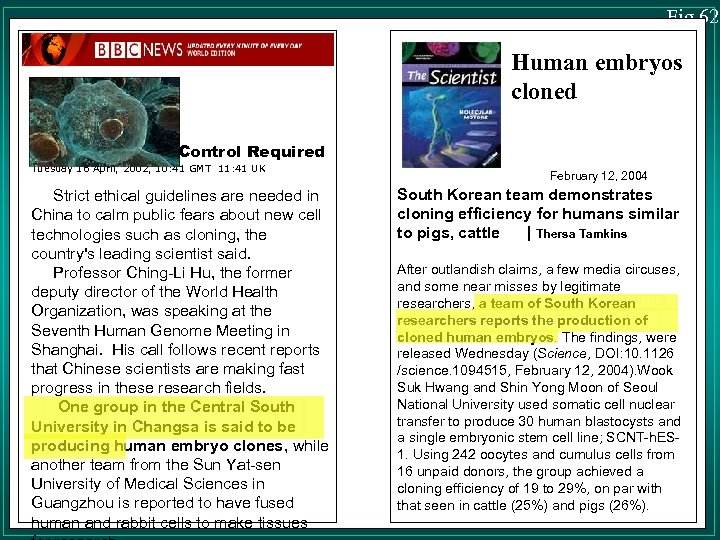 Fig 62 Human embryos cloned Chinese Cloning Control Required Tuesday 16 April, 2002, 10: