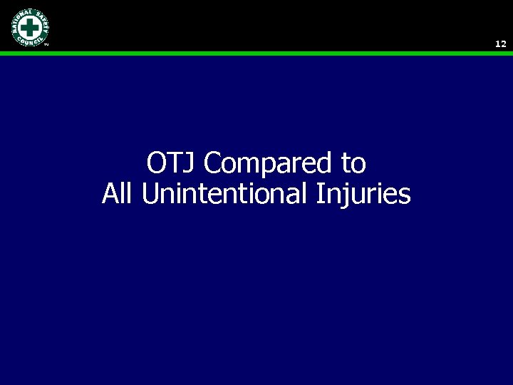 12 OTJ Compared to All Unintentional Injuries 