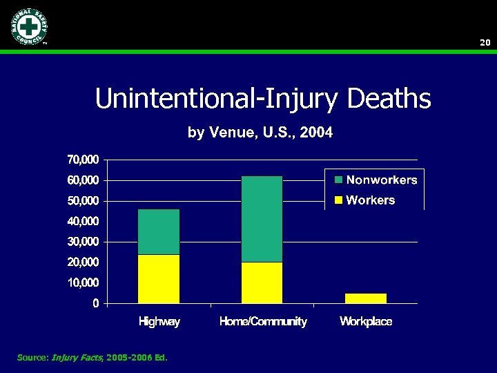 20 Unintentional-Injury Deaths Source: Injury Facts, 2005 -2006 Ed. 