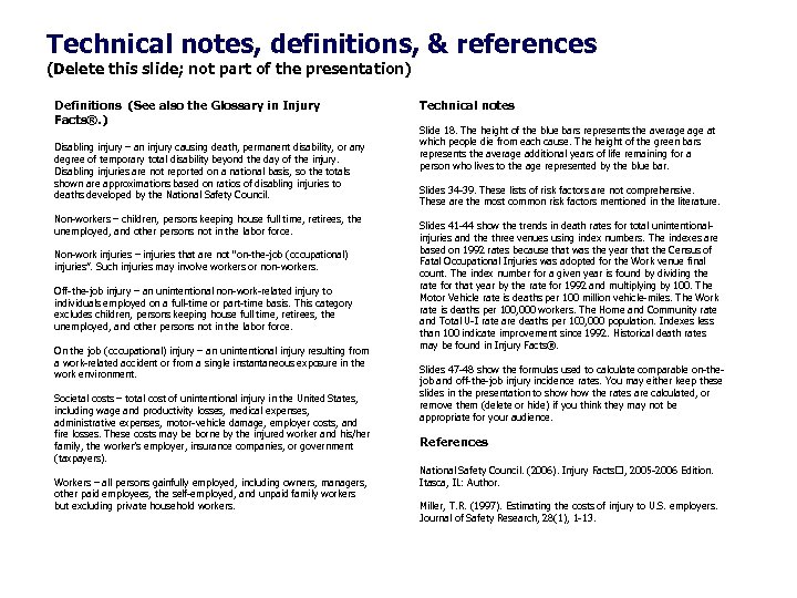 Technical notes, definitions, & references (Delete this slide; not part of the presentation) Definitions