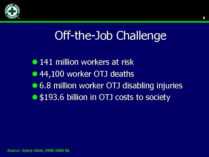 6 Off-the-Job Challenge l 141 million workers at risk l 44, 100 worker OTJ