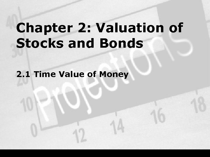 Chapter 2: Valuation of Stocks and Bonds 2. 1 Time Value of Money 