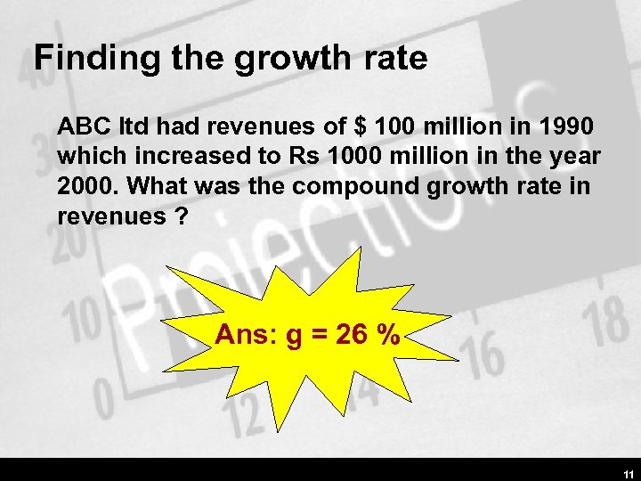 Finding the growth rate ABC ltd had revenues of $ 100 million in 1990