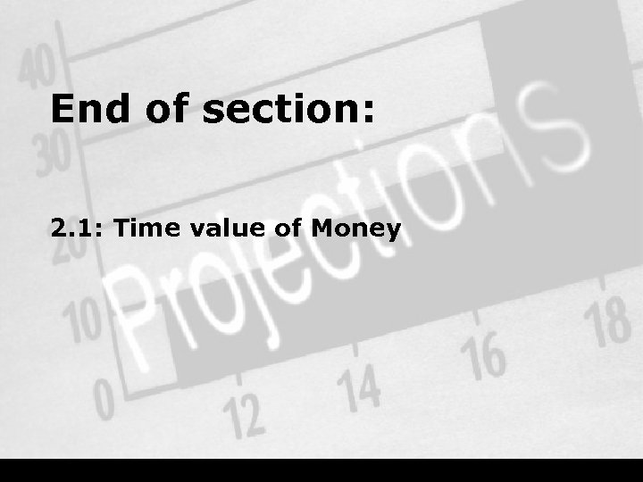 End of section: 2. 1: Time value of Money 