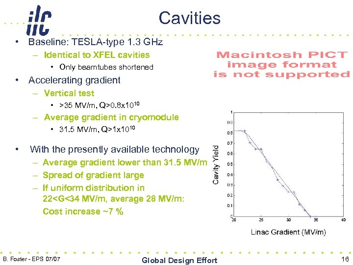 Cavities • Baseline: TESLA-type 1. 3 GHz – Identical to XFEL cavities • Only