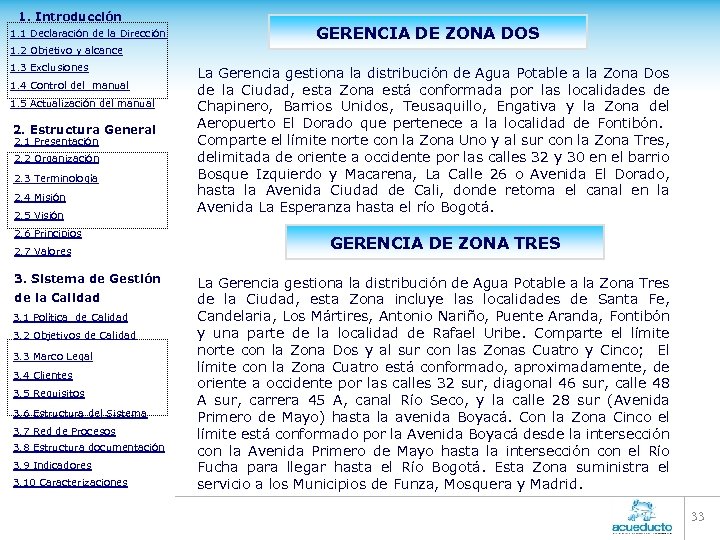 1. Introducción 1. 1 Declaración de la Dirección GERENCIA DE ZONA DOS 1. 2
