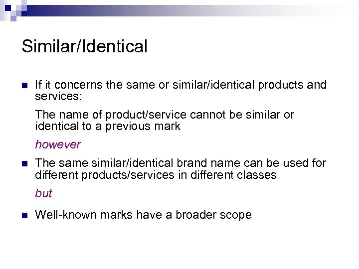 Similar/Identical n If it concerns the same or similar/identical products and services: The name