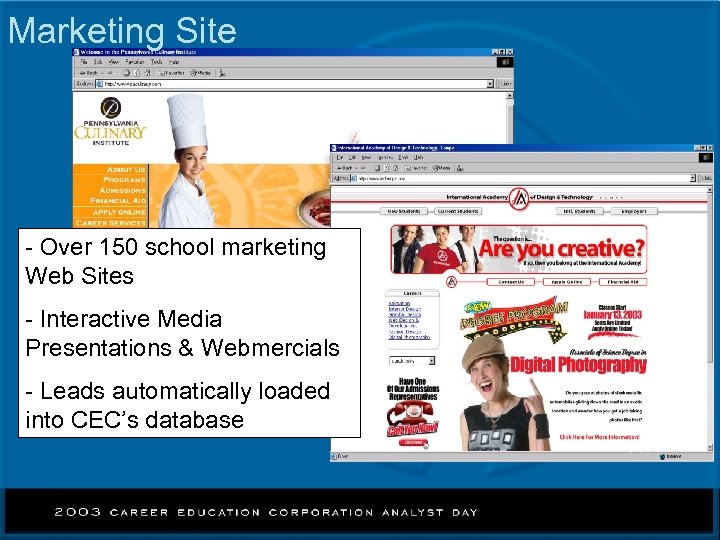 Marketing Site - Over 150 school marketing Web Sites - Interactive Media Presentations &