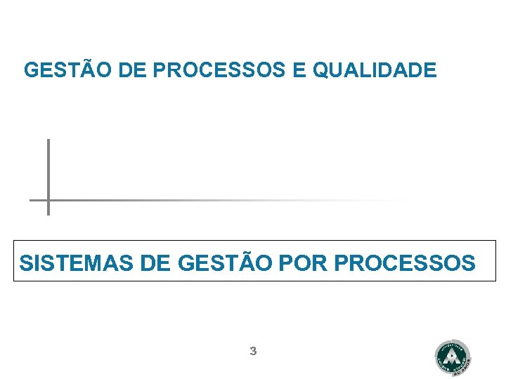 GESTÃO DE PROCESSOS E QUALIDADE SISTEMAS DE GESTÃO POR PROCESSOS 3 