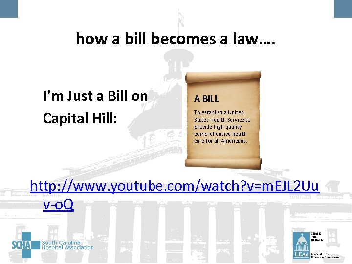 how a bill becomes a law…. I’m Just a Bill on Capital Hill: A
