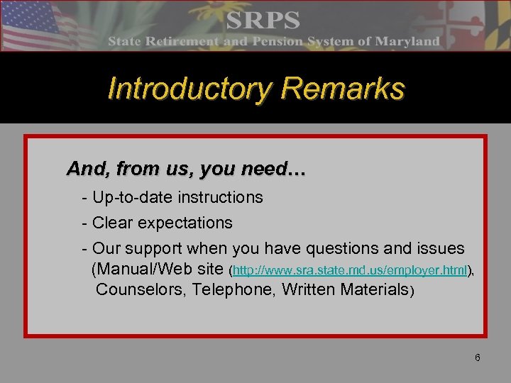 Introductory Remarks And, from us, you need… - Up-to-date instructions - Clear expectations -