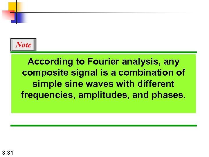 Note According to Fourier analysis, any composite signal is a combination of simple sine