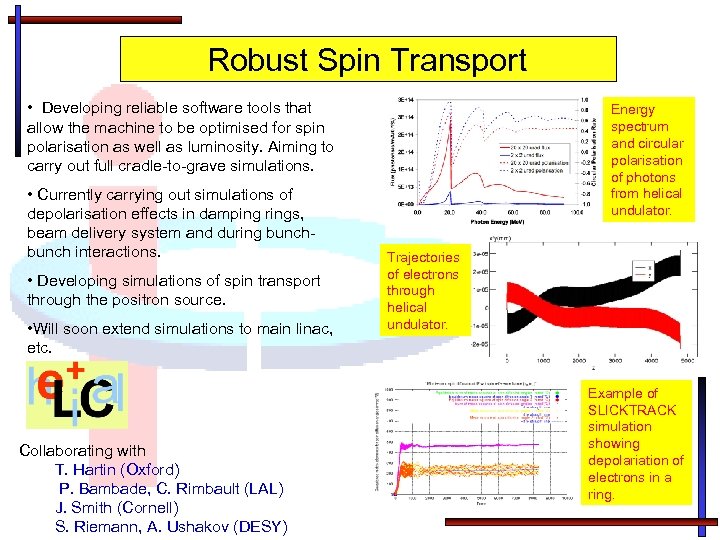 Robust Spin Transport • Developing reliable software tools that allow the machine to be