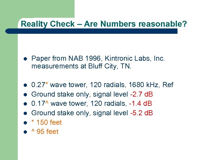Reality Check – Are Numbers reasonable? l Paper from NAB 1996, Kintronic Labs, Inc.