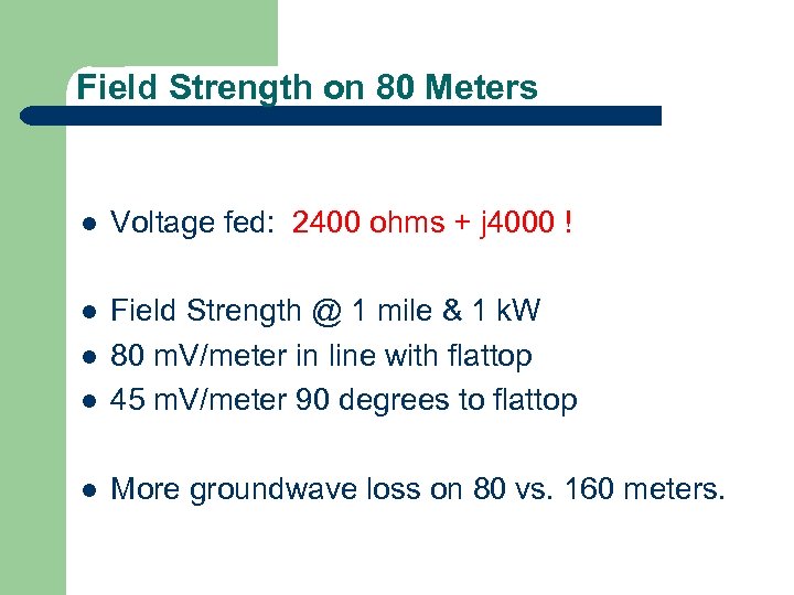 Field Strength on 80 Meters l Voltage fed: 2400 ohms + j 4000 !