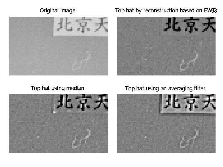 Original image Top hat by reconstruction based on EWT 38 Top hat using median
