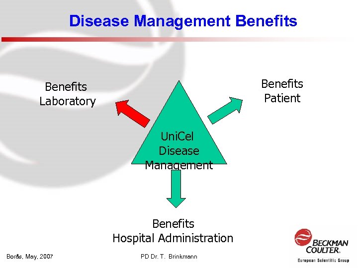 Disease Management Benefits Patient Benefits Laboratory Uni. Cel Disease Management Benefits Hospital Administration Borås,