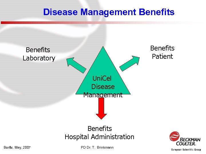 Disease Management Benefits Patient Benefits Laboratory Uni. Cel Disease Management Benefits Hospital Administration Borås,