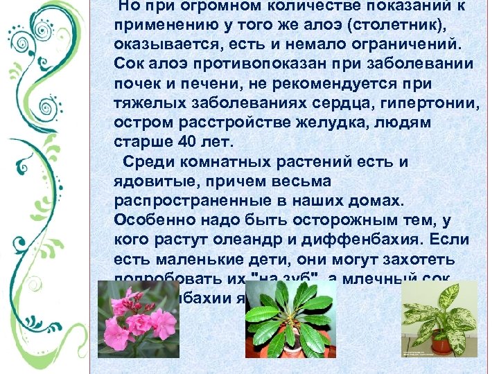 Но при огромном количестве показаний к применению у того же алоэ (столетник), оказывается, есть