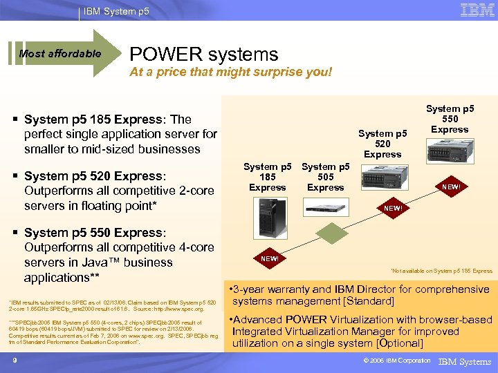 IBM System p 5 Most affordable POWER systems At a price that might surprise