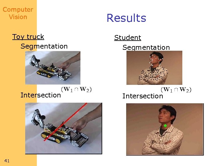 Computer Vision Results Toy truck Segmentation Intersection 41 Student Segmentation Intersection 