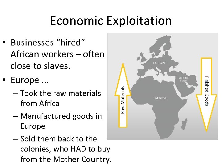 Economic Exploitation • Businesses “hired” African workers – often close to slaves. • Europe