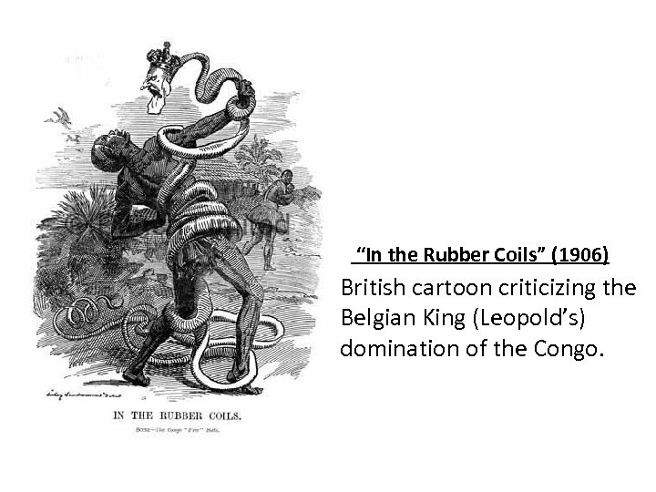 “In the Rubber Coils” (1906) British cartoon criticizing the Belgian King (Leopold’s) domination of