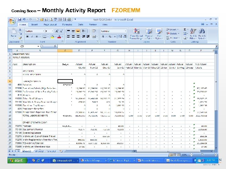 Coming Soon – Monthly Activity Report FZOREMM 