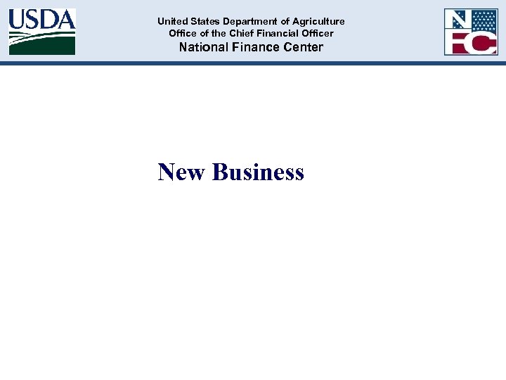 United States Department of Agriculture Office of the Chief Financial Officer National Finance Center