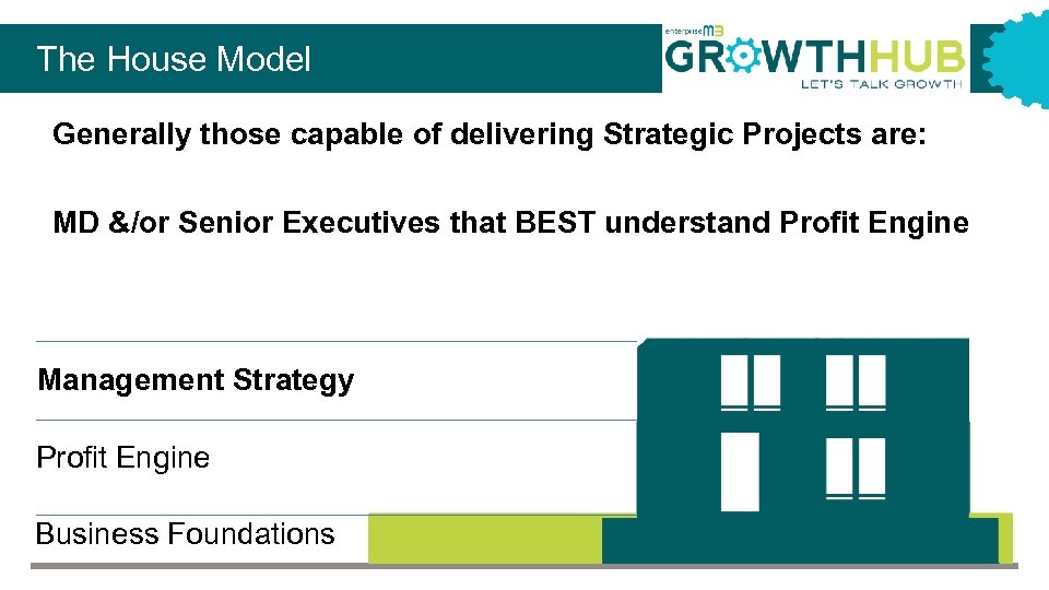 The House Model Generally those capable of delivering Strategic Projects are: MD &/or Senior