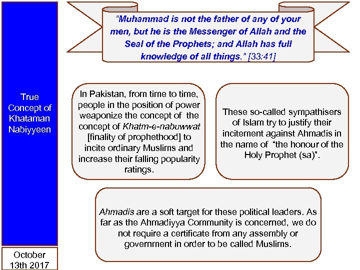 “Muhammad is not the father of any of your men, but he is the