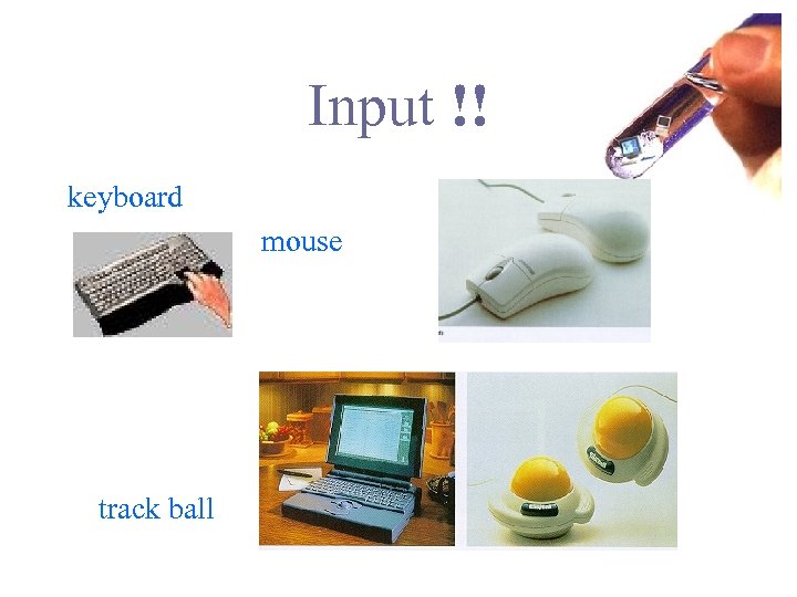 Input !! keyboard mouse track ball 