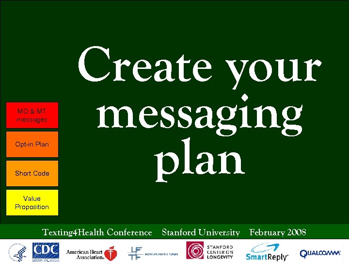 MO & MT messages Opt-in Plan Short Code Create your messaging plan Value Proposition