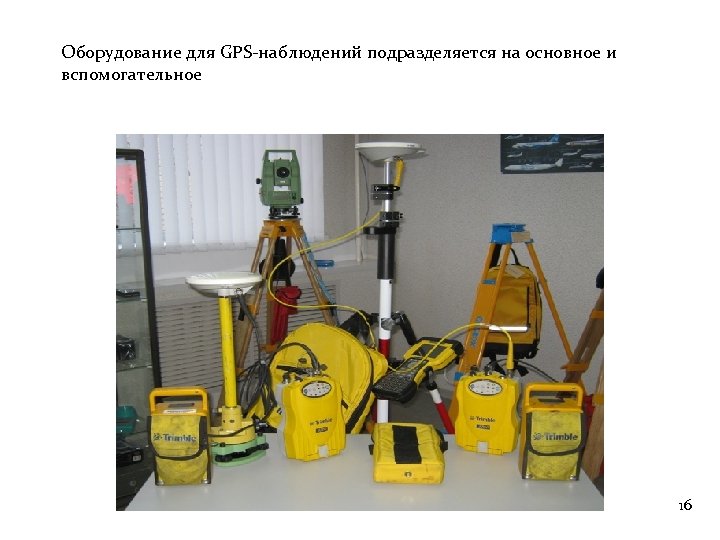 Оборудование для GPS-наблюдений подразделяется на основное и вспомогательное 16 