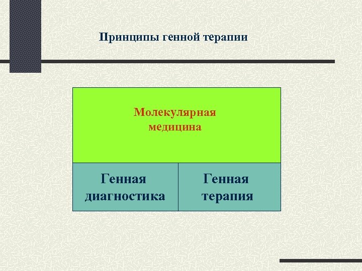 Принципы генной терапии Молекулярная медицина Генная диагностика Генная терапия 