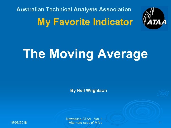 Australian Technical Analysts Association My Favorite Indicator The Moving Average By Neil Wrightson 15/03/2018