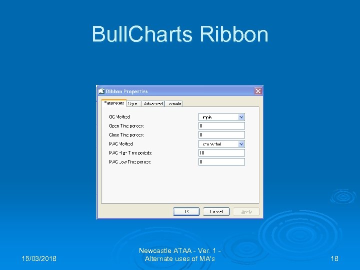 Bull. Charts Ribbon 15/03/2018 Newcastle ATAA - Ver. 1 Alternate uses of MA's 18
