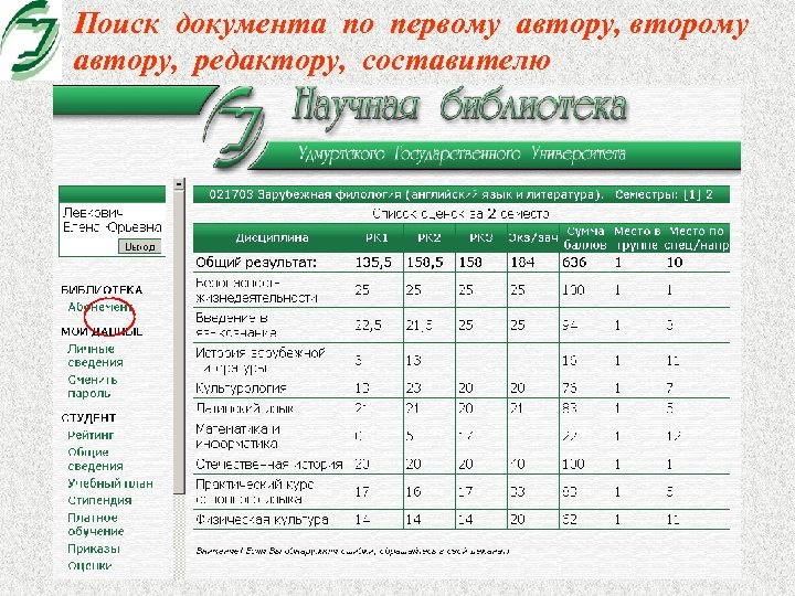 Поиск документа по первому автору, второму автору, редактору, составителю 