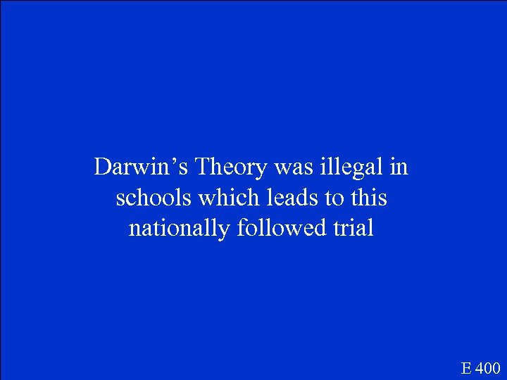 Darwin’s Theory was illegal in schools which leads to this nationally followed trial E