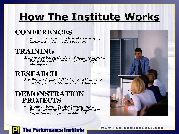 How The Institute Works CONFERENCES – National Issue Summits to Explore Emerging Challenges and