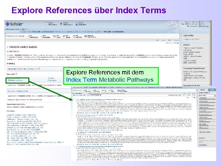 Explore References über Index Terms Explore References mit dem Index Term Metabolic Pathways Index